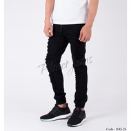 Jogger Pants Jeans Material Ripped Jogger Model Men's Ripped Black Jog24