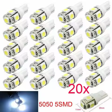 20pcs White Interior Light Bulbs T10 6000K Replacement LED Light Dome License Plate Reading Light Ca