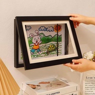 [SG Seller] A4 A3 Kids Art Frames Storage Art Painting Wooden shadow box Crafts Front Opening Change