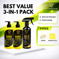 【CP CAR Detailer】Wash + Coating Nano Car Shampoo 500ml X 2  + Quick Coating 500ml Car Wash & Care Se