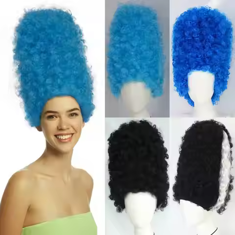 Synthetic Curly High Hat Style Cosplay Wig, Unisex Character Curly Bouffant Beehive Wig, 18th Centur