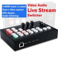 4 Channel HDMI Live Stream Video Mixer Switcher for Live Broadcast Streaming Production Video Mixer 