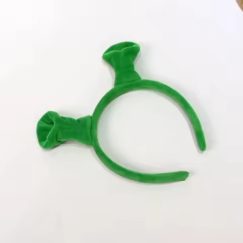 DY20Cute Green Monster Shrek Ear Antenna Hairband Fabric Face Wash Hair Clip Live Broadcast Headwear