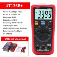 UT136B UNI-T + UT136C + มัลติมิเตอร์แบบดิจิทัลจอ LCD ขนาดใหญ่จอแสดงผลคู่1000V 10A AC DC โวลต์มิเตอร์