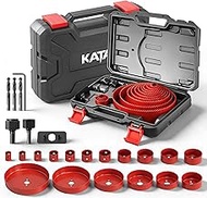 KATA Hole Saw Set, 20 Pieces Hole Saw Kit with 3/4"-6"(19-152mm) 13PCS Saw Blades, 2 Mandrels, 3 Dri