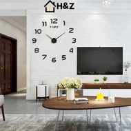 H&Z Bedroom Decoration Clock Large 2D Wall Clock Living Room Large Garden Acrylic Mirror Sticker Dec