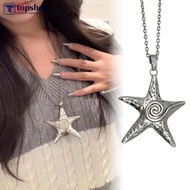 TOPSHOW Gothic Starfish Pendant Necklace Punk Exaggerated Irregular Star Charm Jewel Travel Beach Ne