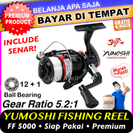 [COD] Premium Yumoshi Reel / Ril Pancing FF 5000 Original 12 + 1 Ball Bearing Professional Fishing R