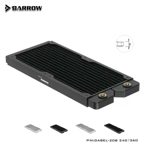 BARROW 20mm Thick Copper 240/360mm White Black Radiator Computer Water Cooling Liquid Exchanger G1/4