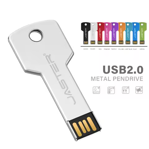 JASTER USB 2.0 Flash Drive 4GB 8GB 16GB 32GB 64GB Pendrive 128GB Metal Pendrive Memory Stick Key Sha