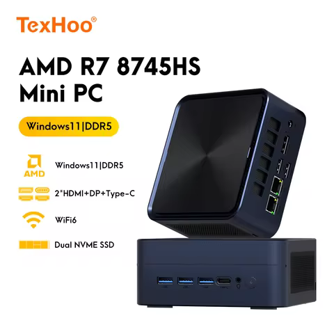 Texhoo MINI PC NucBox Gaming Mini PC AMD Ryzen7 8745 7840HS 16GB DDR5 M.2 NVME SSD Support 4K HDMI D