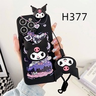 Casing itel F1 F2 F3 F4 A663LC A665L W6001 S665L Phone Case New Design Cartoon Kuromi + Lanyard Stra