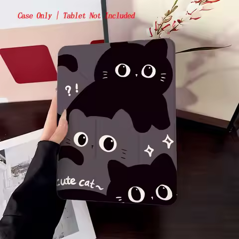 Stylish Mysterious Y-Fold Small Black Cat Patterns iPad Case For Apple iPad 10.2 Inch Air 4 Pro 11 M