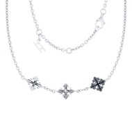 AKE AKE Multi Cross Necklace สร้อยคอเงินแท้ 925 กางเขนอัศวินศักดิ์สิทธิ์ ลงดำขับลายพิเศษ