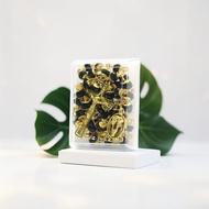 BLACK CZECH ROSARY GOLD SHELL CATHOLIC NECKLACE ROSARY/ CATHOLIC ROSARY/ FOR WOMEN AND MEN SPIRITUAL