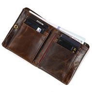 dompet lelaki dompet Genuine Genuine Leather Short Wallet Premium Oil Leather Men Women 20% Off Wall
