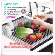 Stainless Steel Rack Foldable Dish Mat Drainer Folding Sink Drain Rack Sink Dish Drain Sink Roll Mat KL