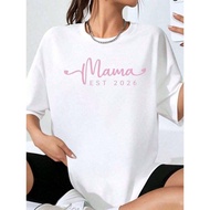 T-Shirt Bercetak Bersalin 2026 – T-Shirt Longgar Wanita, Sesuai untuk Pengumuman Kehamilan, Hadiah H
