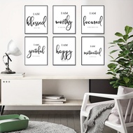 Black and White Inspirational Quotes Posters Minimalist Affirmation Canvas Painting Room Wall Art