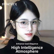 Schever | Ultra-light Titanium Frame Glasses for Women with Silver and Slender Multi-angular Frames