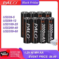 PALO 4-16PCS AA 1.2V NIMH AA Rechargeable Battery 3000mAh Low Self Discharge AA NI-MH Batteries fo