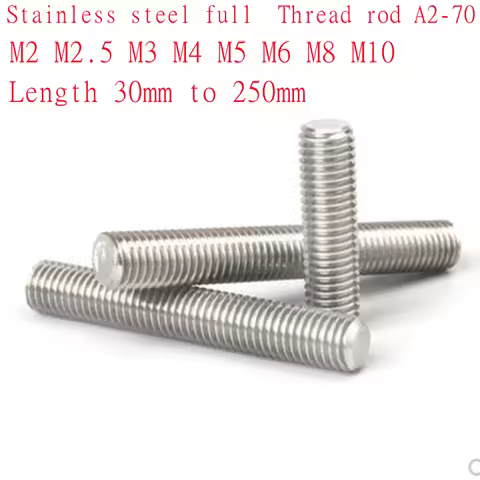2/10pcs/lot M2 M2.5 M3 M4 m5 m6 m8 m10 Stainless steel full thread rod threaded bar rod stud length 