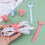 1/5PCS Reusable Silicone Cable Straps Wire Organizer for Earphone Phone Charger Mouse Cord Fastening Buckle Home Office Cord Organizer Cute Cartoon Cable Ties