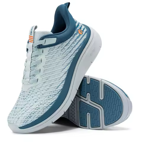 FitVille Wide Fit Men'S Walking Shoes Breathable Anti-Slip Shock Absorption Sneakers With Arch Suppo