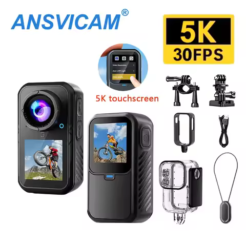5K Thumb Action Camera 4K 60FPS Touch Screen Mini Waterproof Bodycam 6-Axis Stabilization Magnetic M
