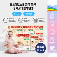 [Bundle 3/4] Huggies Diapers Air Soft Tape & Pants - For Sensitive Baby Skin's Comfort & Protection