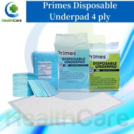 Primes Disposable Underpad 4 ply 50gsm (17“x24" ”43cm x 61cm) /(30"x30" 75cm x 75cm)/ (24"x36" 60cm 