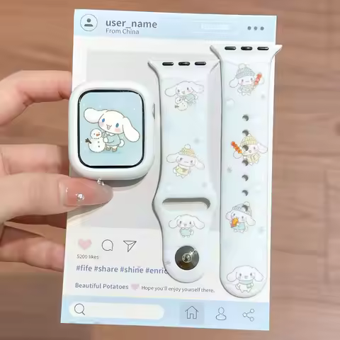 Silicone Apple Watch Band For Apple Watch Series 10 9 S10 S9 S8 Cinnamoroll Sanrio Kuromi Winter Car