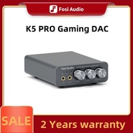 Fosi Audio K5 PRO USB Gaming DAC พร้อมไมโครโฟนเครื่องขยายเสียงหูฟัง Mini Audio DAC สำหรับ PS4 PS5เดส