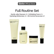 Gote Full Routine Set - Cleanser | Toner | Moisturizer | Sunscreen |  Pencuci Muka | Krim Muka | Kor