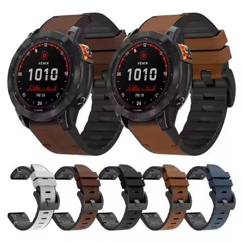 Leather Watch Strap 22/26mm for Garmin Fenix 8 Pro E 7X 7 6X 6 5plus Band Quatix 8/Descent Mk3i Mk2i