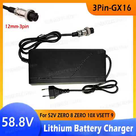 52V 14S 58.8V 2A Lithium Battery Charger With 12mm-3pin GX16 Connector For ZERO 8 ZERO 9 ZERO 10X VS
