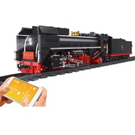 New Design Creative Bricks RC Steam Locomotive Electric Railway Train Model DIY Building Blocks  Rem