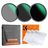 K&F Concept 49mm-82mm ND8+ND64+ND1000 Lens Filter Kit with 3 Vacuum Cleaning Cloths and Filter Pouc