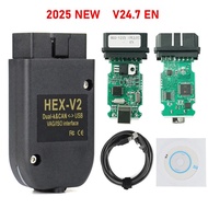 2025 VAG COM HEX Scanner Tool Cable V24.7 OBD2 Diagnostic Multi-Language HEX V2 Wesheu VC-DS VAG COM