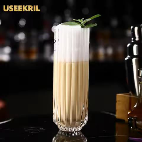 Korean Style Stripe Bud Cocktail Glasses Cup Creative Highball Coilin Glass Cup Korean Soju Drink Gl