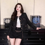 korean blazer formal attire cardigan jacket for woman tweed blazer black coat for woman