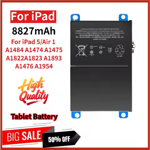 High Capacity High Quality Battery For iPad 5/Air 1 A1484 A1474 A1475 A1822 A1823 A1893 A1476 A1954 