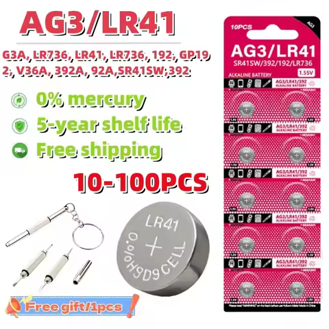 10-100Pcs High Capacity LR41 Alkaline Batteries AG3 L736 392 384 192 Premium 1.5V Button Coin Cell B