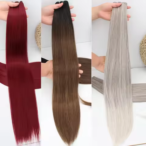 Bio Straight Hair Bundles 26" Natural Soft Heat Resistant Fiber Synthetic Fiber Hair Extensions Prot