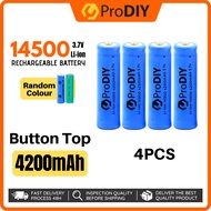 4PCS 3.7V AA RECHARGEABLE LI-ION BATTERY 14500 4200mAh LITHIUM
