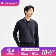 GIORDANO Men Polo Shirts Contrasting Collar 100% Cotton Polo Shirts Long Sleeve Simple Fashion Casua