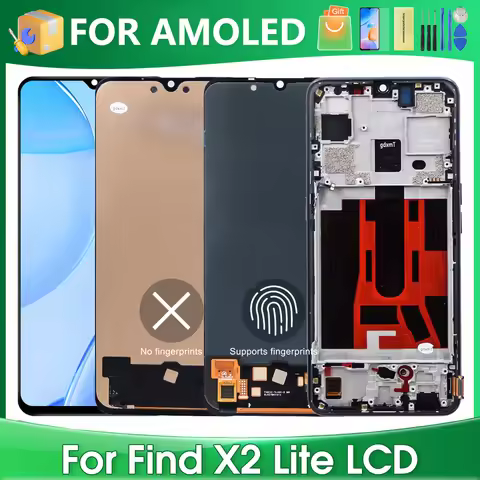 For AMOLED For OPPO Find X2 Lite Tested Find X2 Lite CPH2005 LCD Display Touch Screen Digitizer Asse