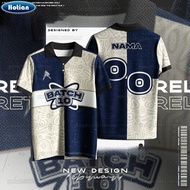 Baju BATCH 10 Jersey Design Baru Fashion Retro Collar Jersey Viral Baju T Shirt Custom Name and Numb