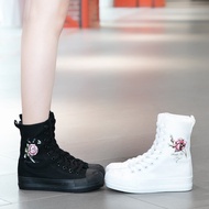 Lace-Up Side-Zip Canvas Shoes - Thick Soled Platform Casual Women’s Boot
