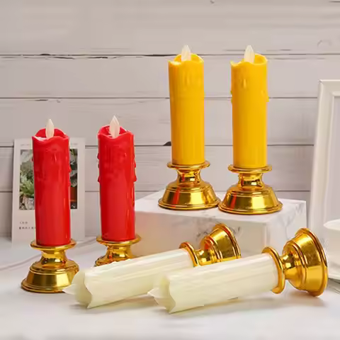 2Pcs Creative Electronic Candle Light Cordless Decorative Swing Flameless Candles with Light String 